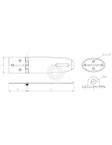 Zawias z zamknięciem kryty 150 x 50...