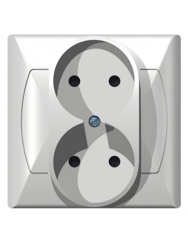 AKCENT Gniazdo podwójne b/u białe...