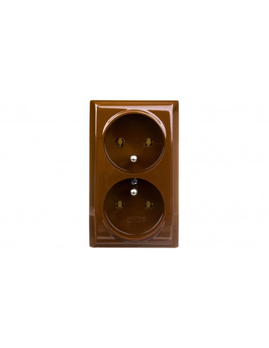BIS Gniazdo podwójne z/u brązowe...