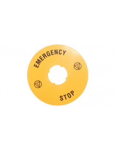 Szyld opisowy fi 90mm EMERGENCY/STOP...