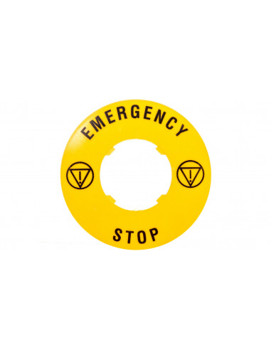 Szyld opisowy fi 60mm EMERGENCY/STOP...