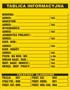 Tabliczka ostrzegawcza PCV...