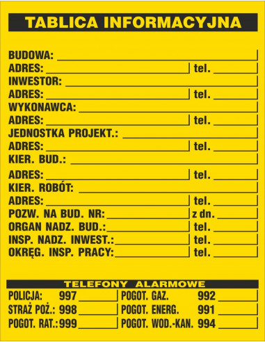 Tabliczka ostrzegawcza PCV /Tablica...