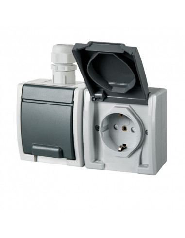 AQUANT Gniazdo 2x2P+Z schuko IP65...