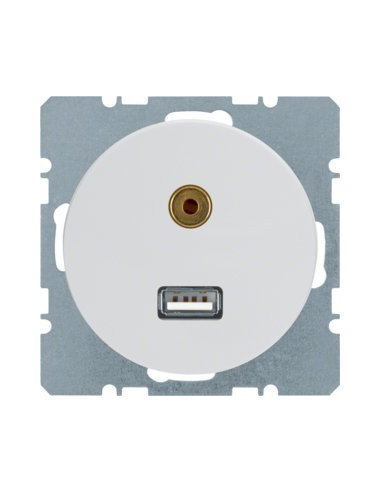 Gniazdo USB/3.5 mm audio biały połysk...