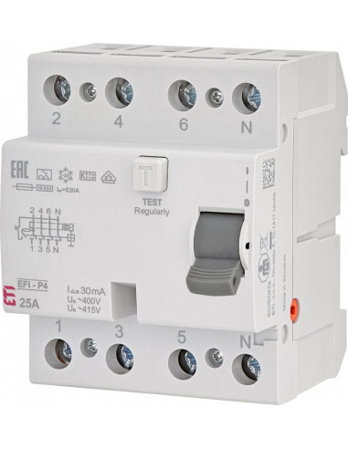 Wyłącznik różnicowoprądowy 4P 25A...