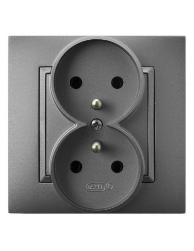 ARIA Gniazdo podwójne z/u szary mat...