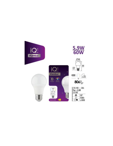 Żarówka LED E27 IQ-LED A60 5,9W-NW...