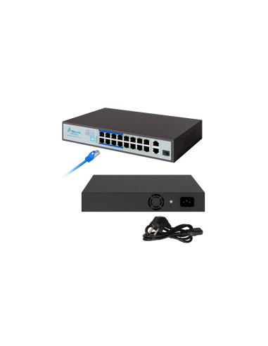 Switch PoE 16x 100Mb/s PoE/PoE+, 2x...